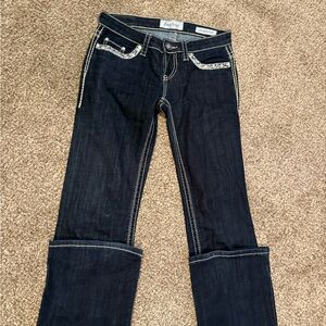 Daytrip Dark Blue Boot Cut Jeans with White Stitching